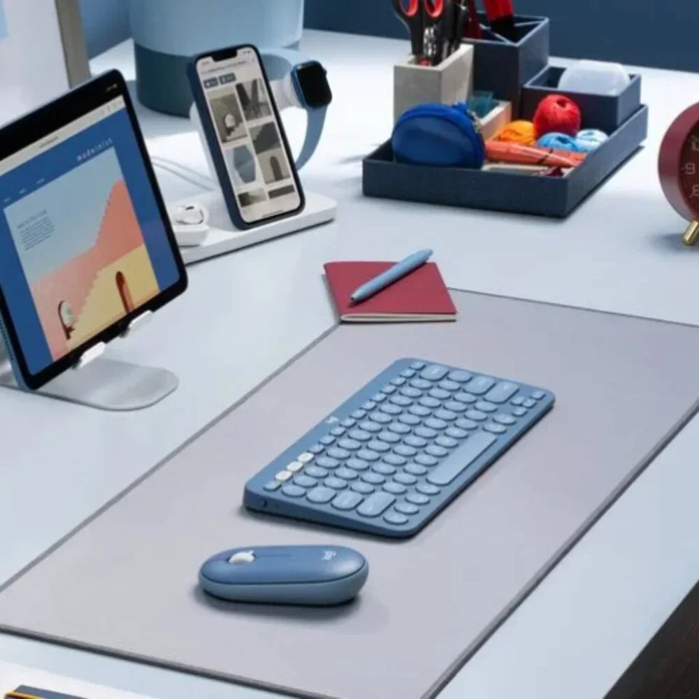 Logitech | Pebble Wireless Mouse, Bluetooth, Silent, Quiet Click, Blueberry